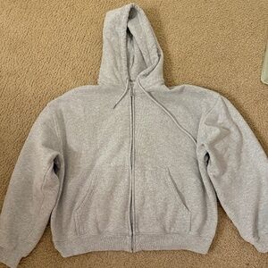Aritzia Cozy Sweatfleece Mega Zip Up Hoodie Heather Chrome Grey